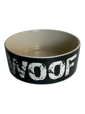 Large WOOF Stoneware Petrageous Designs Dog Food Or Water Bowl